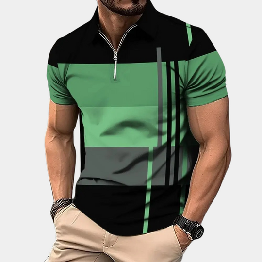 Stylish men's navy tailored polo shirt, perfect short-sleeve casual wear for versatile summer fashion and comfort.