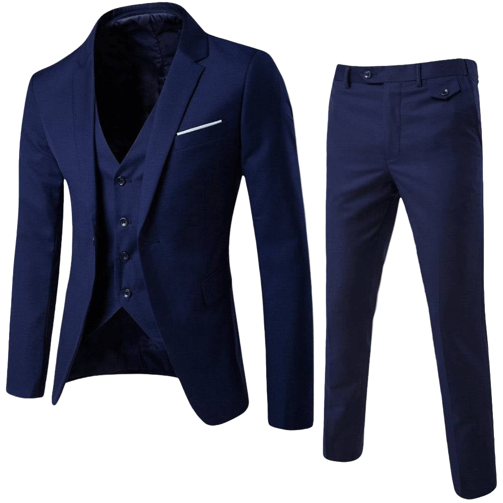 Sophisticated two-piece men's suit, tailored for a modern fit, ideal for weddings and formal events.