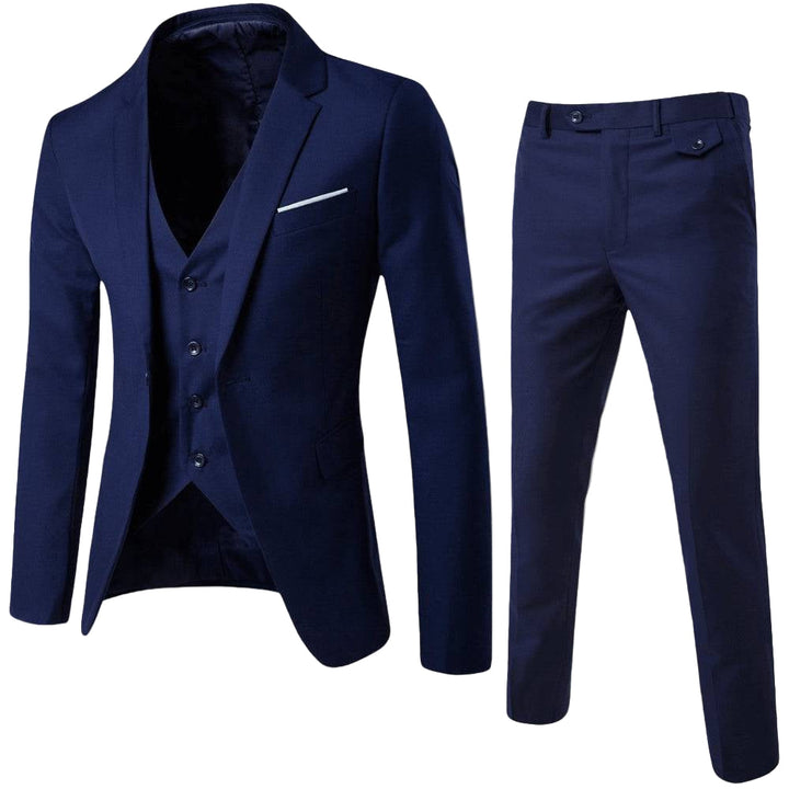 Sophisticated two-piece men's suit, tailored for a modern fit, ideal for weddings and formal events.