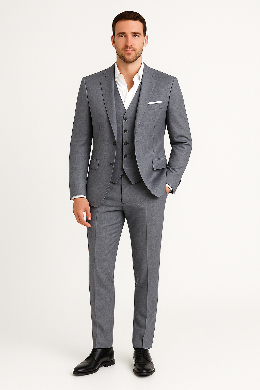 Classic men's formal suit with a modern fit, versatile for business, weddings, and special occasions.