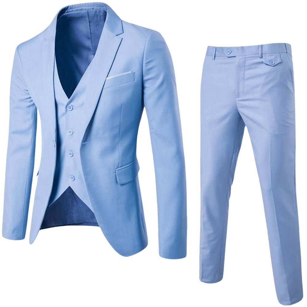 Premium men's classic tailored suit in a modern fit, essential formal wear for sophisticated gentlemen.