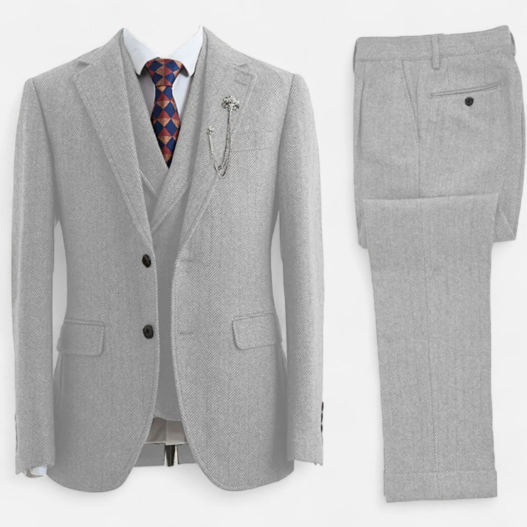Sophisticated men's formal wear, a versatile three-piece suit