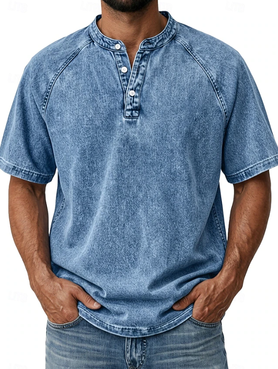 Stylish men's vintage long sleeve button-up shirt, perfect for a classic casual or smart retro look.