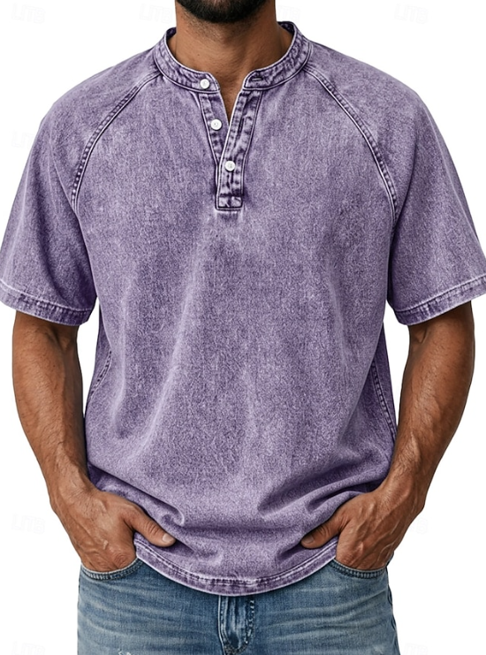 Retro men's long sleeve button-up shirt, ideal for smart casual events or daily vintage fashion.