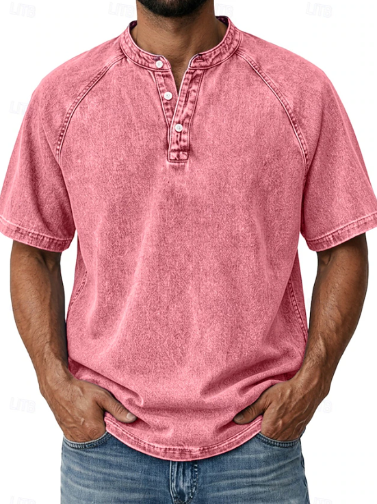 Men's long sleeve vintage button-up shirt, classic design, offering retro smart casual fashion apparel.