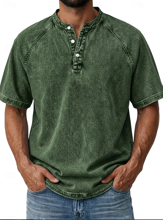 Timeless men's vintage shirt, long sleeve, classic button-up style, creating a retro casual fashion statement.