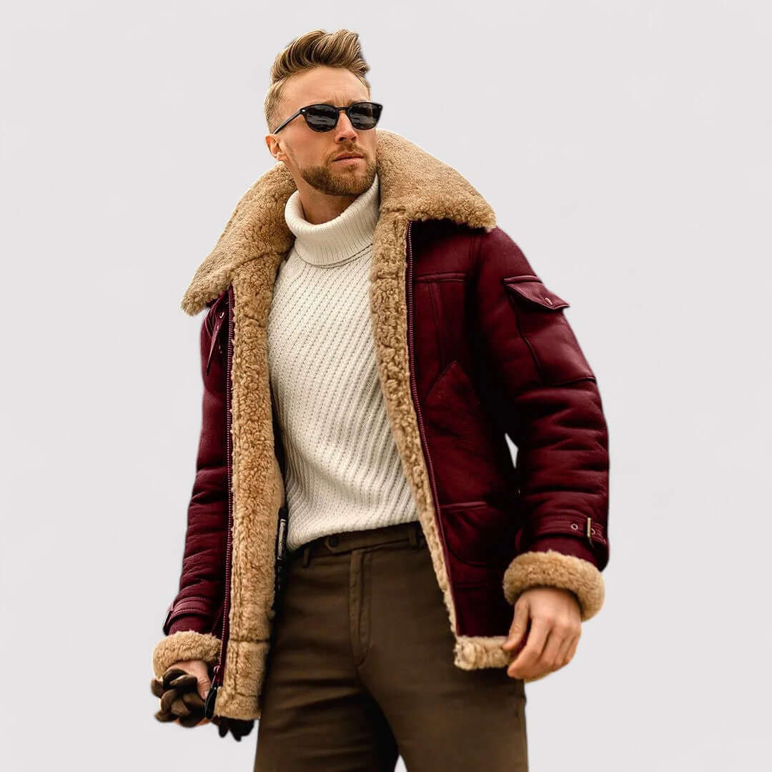 Stylish men's tailored winter jacket, a warm and durable classic outerwear piece for sophisticated fall & cold weather fashion.