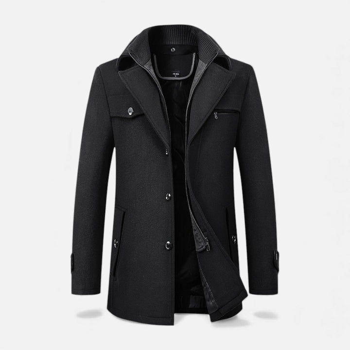 Elegant men's business overcoat crafted from premium wool, ideal for professional settings.