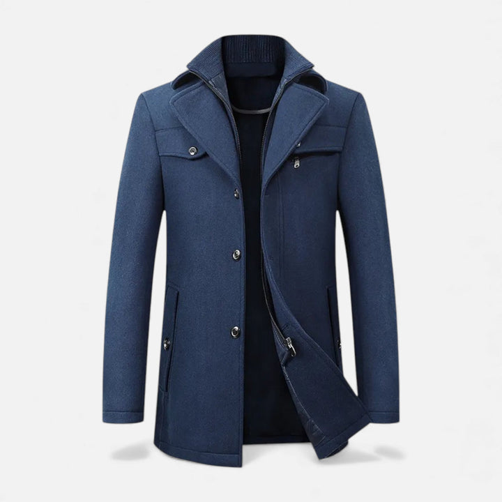 A sharp, tailored men's overcoat for business, combining classic style with winter-ready warmth.