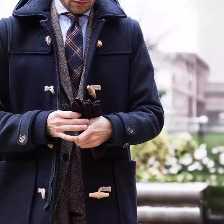 Stylish and warm men's wool duffle coat, perfect for cold weather