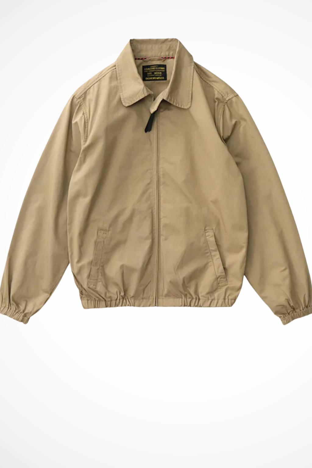 Lightweight men's Harrington jacket with a full zip closure and elastic cuffs.