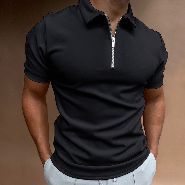 Modern men's casual top with a front zipper, offering versatile fashion for daily outfits.