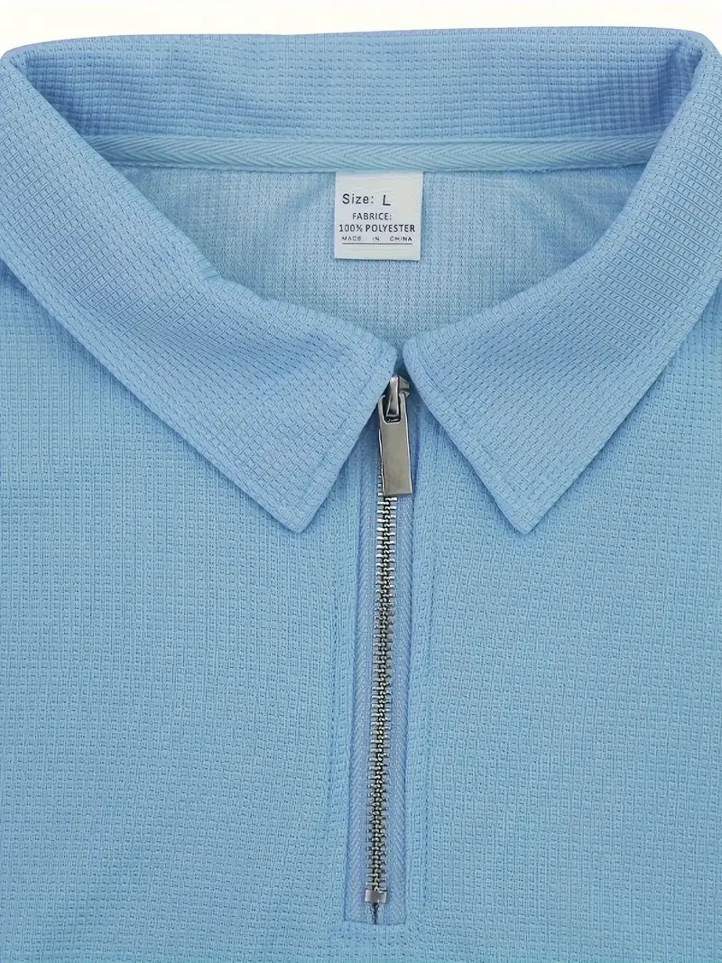 Trendy men's classic zipper shirt & short set, essential for contemporary summer fashion & comfort.