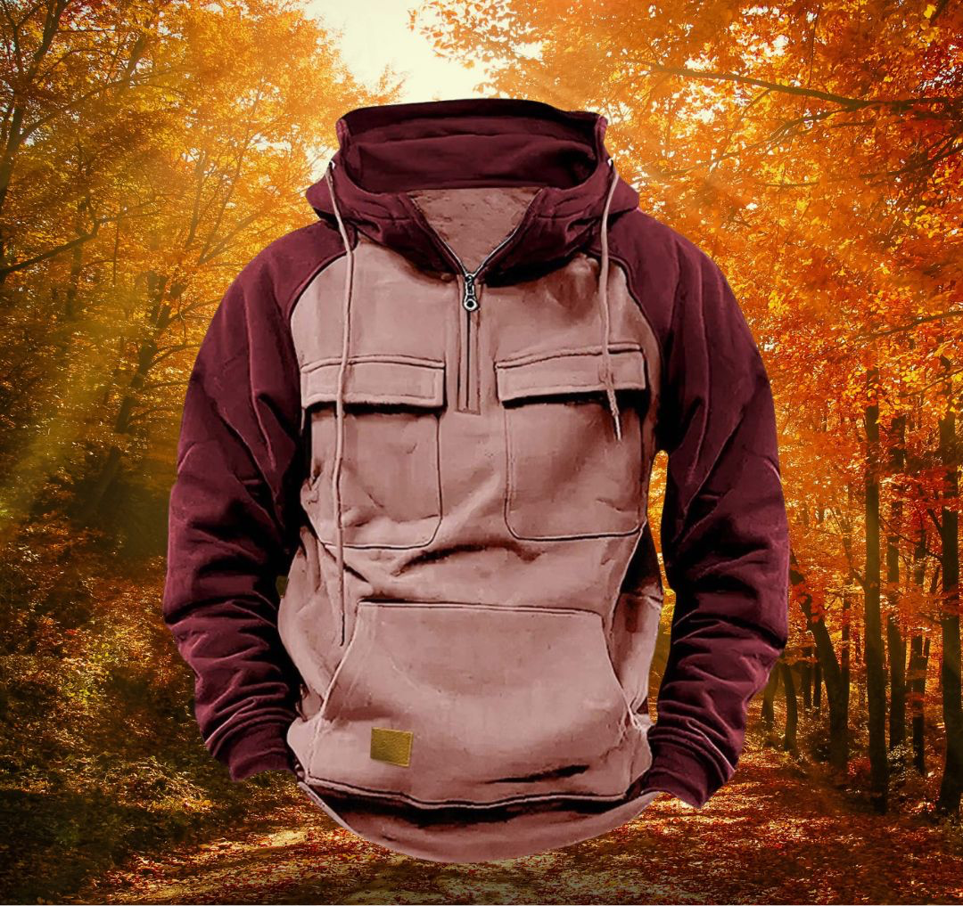 Warm and comfortable men's winter hoodie with adaptable streetwear design.