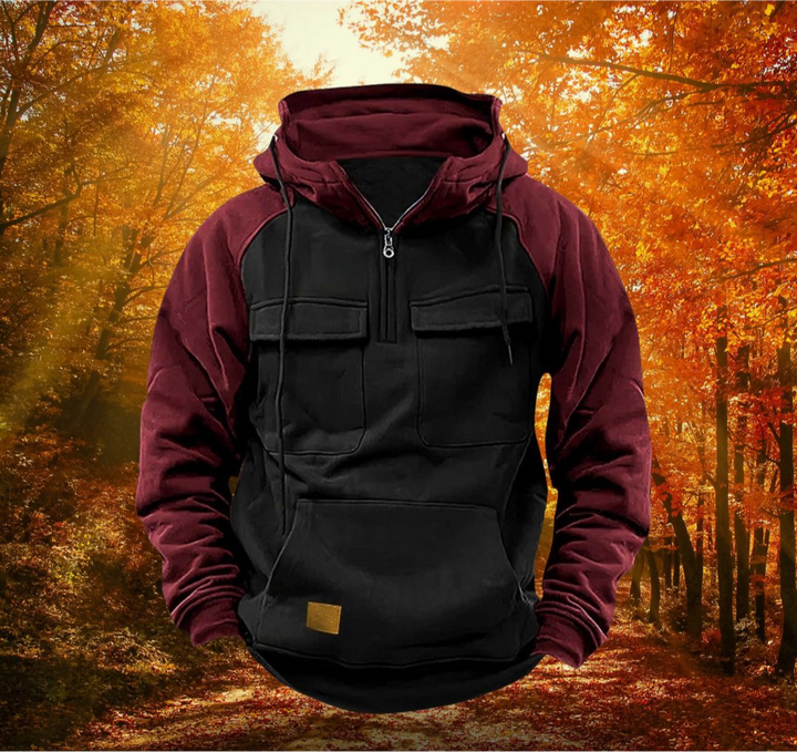 Streetwear inspired men's hoodie, designed for warmth and a comfortable fit.