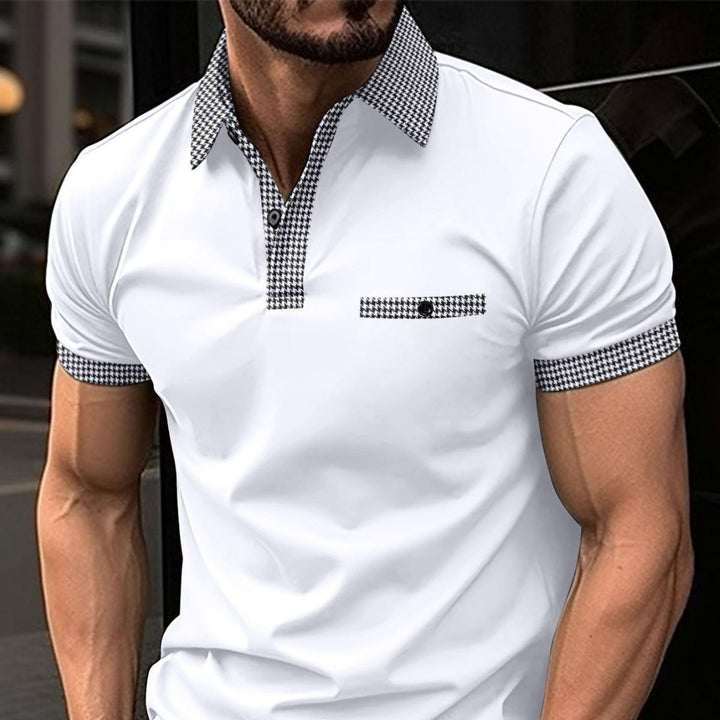 Men's color-coordinated polo shirt with button detail