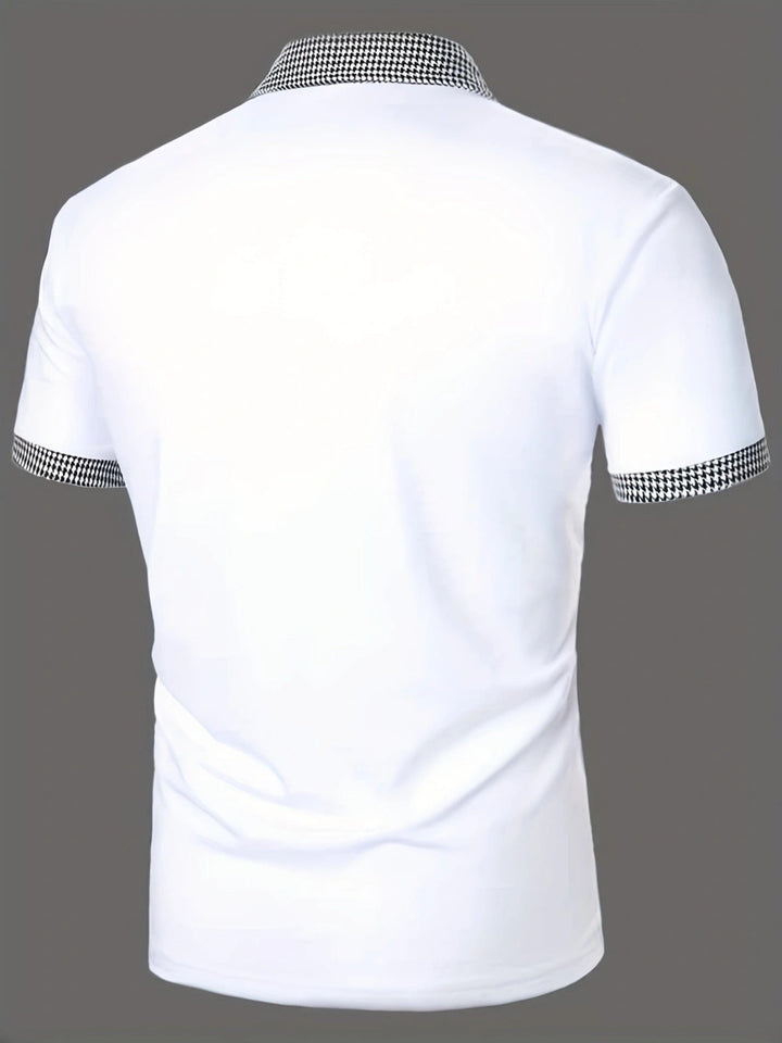 Men's polo shirt with contrasting buttons, offering British style