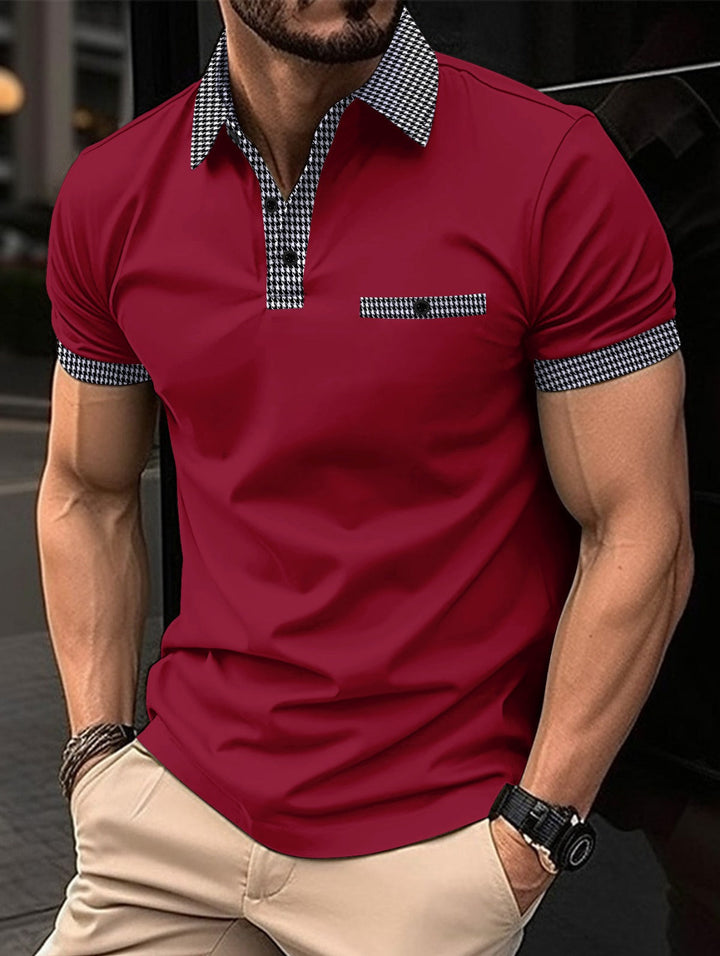 British style inspired men's polo shirt with button closure