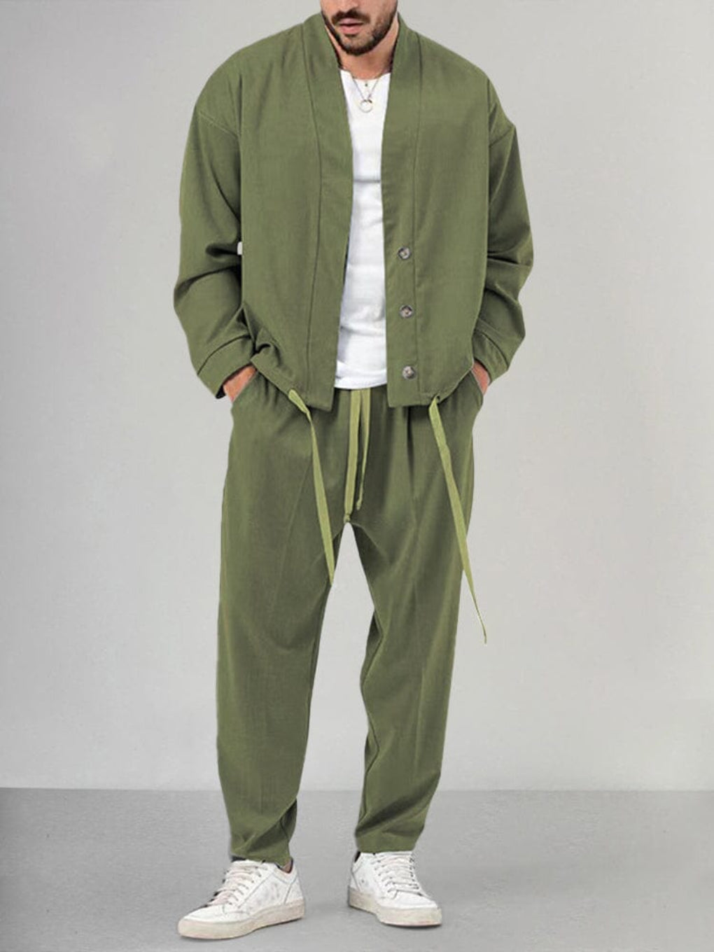 Men's comfortable 2-piece lounge set in a relaxed fit. Perfect casual wear for lounging at home or light activewear.