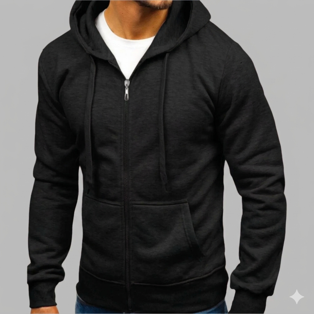 Men's comfortable breathable zip-up hoodie for stylish everyday casual wear.