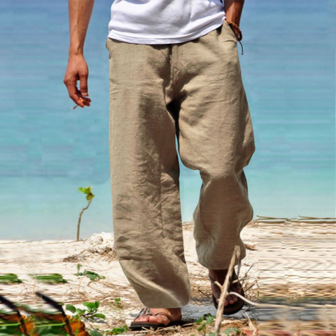 Men's comfortable drawstring beach pants, perfect for summer casual wear.