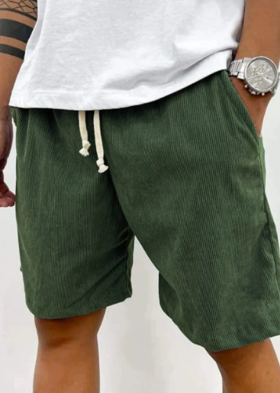 Blue men's summer shorts, versatile & lightweight for warm days. Comfortable casual everyday apparel.