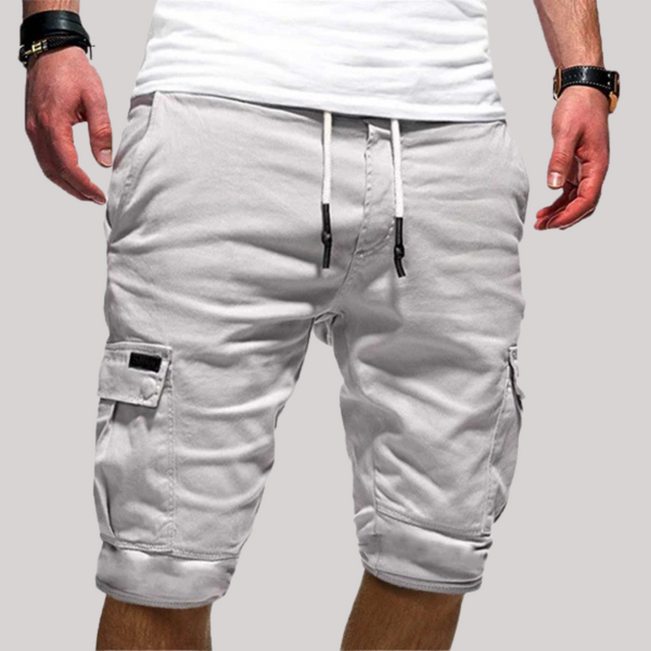 Men's comfortable Mova London cargo shorts with adjustable drawstring for a perfect fit.