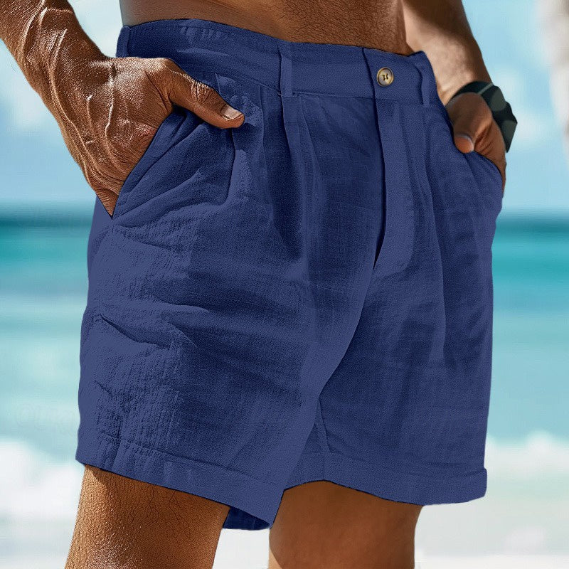 Man wearing lightweight relaxed fit chino shorts, perfect for casual summer outfits.