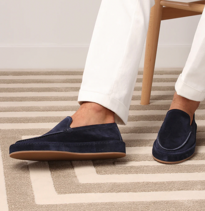 Stylish brown suede slip-on loafers for men, perfect for everyday smart casual outfits.