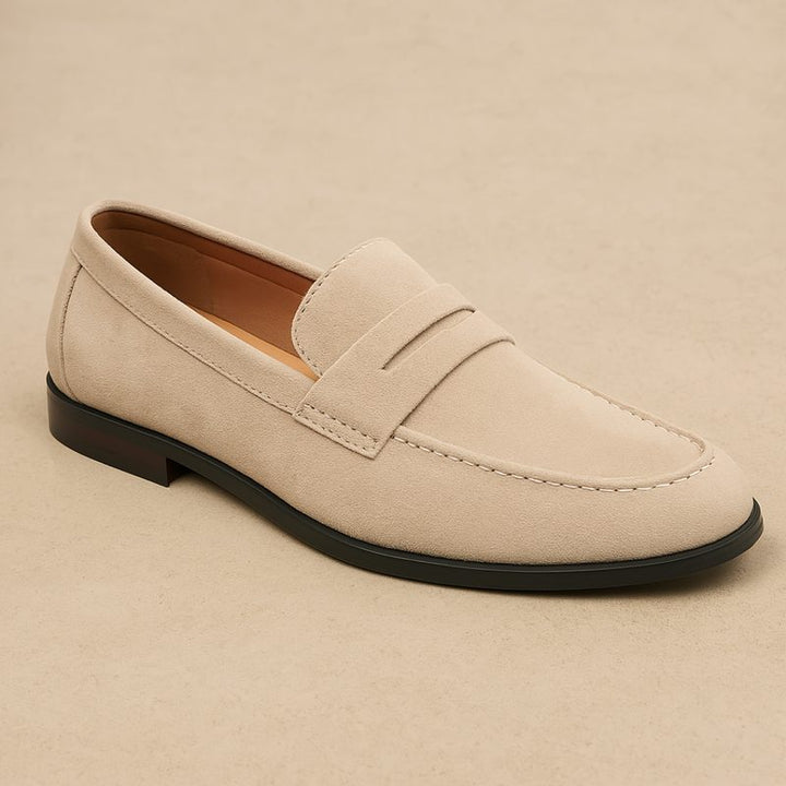 Classic men's casual slip-on loafers with flat heel for easy wear. Stylish and comfortable men's shoes.