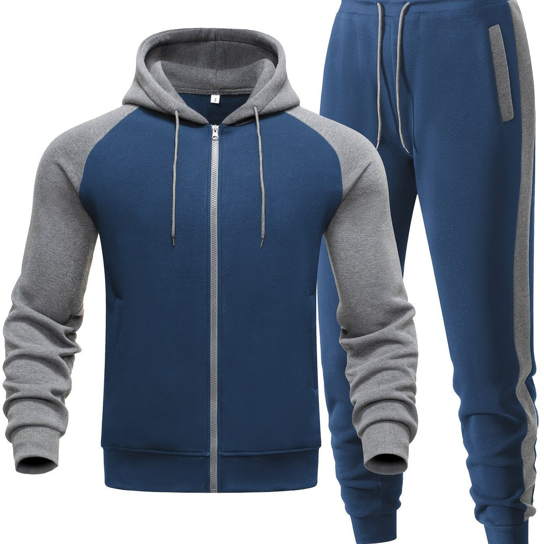 Men's athletic jogger pants, part of a comfy hoodie set, ideal for sportswear or loungewear.
