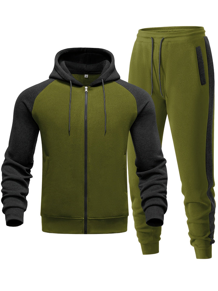 Men's streetwear hoodie & jogger set. Casual activewear for urban style.