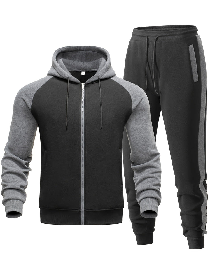 Men's casual loungewear set. Comfortable hoodie & joggers for relaxation.