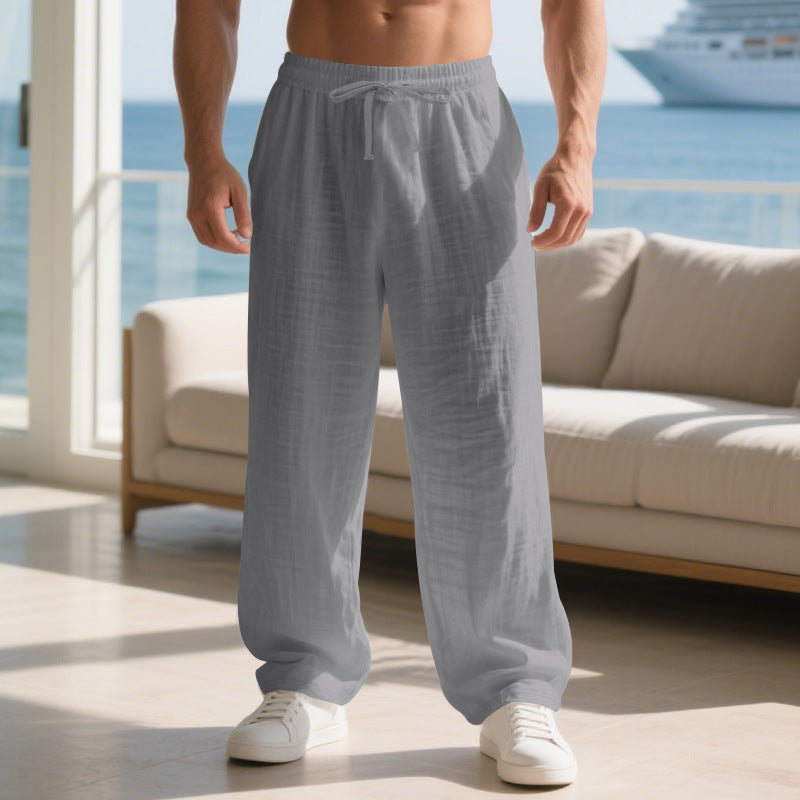 Men's straight leg trousers; an everyday essential for lasting comfort and casual, relaxed fit style.