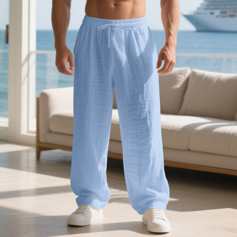Lightweight men's straight leg casual trousers. Comfortable relaxed fit for effortless everyday style.