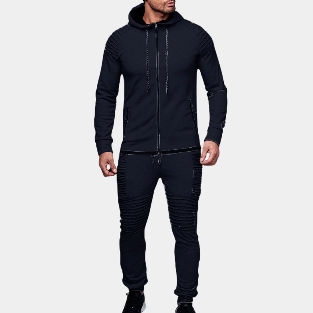 Men's comfortable tracksuit, perfect for loungewear or activewear, featuring crewneck top & joggers. Versatile autumn style.