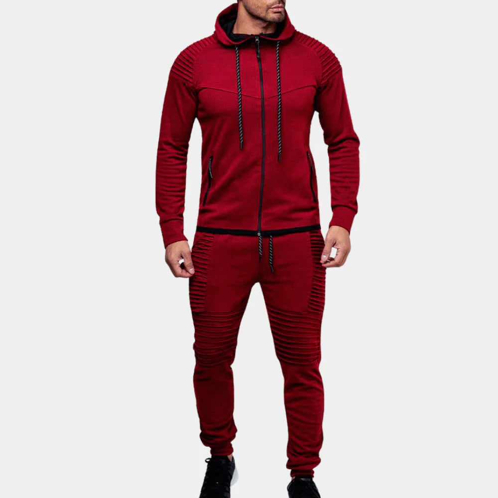Ultra-comfortable men's loungewear tracksuit, a versatile two-piece outfit with a crewneck top & joggers for relaxation.