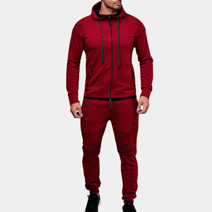 Ultra-comfortable men's loungewear tracksuit, a versatile two-piece outfit with a crewneck top & joggers for relaxation.