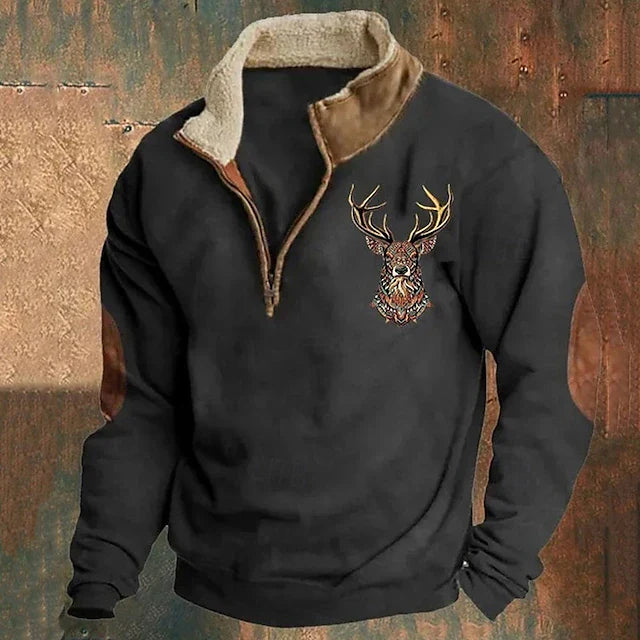Stylish men's long sleeve zip-up hoodie, perfect for layering and fall fashion.