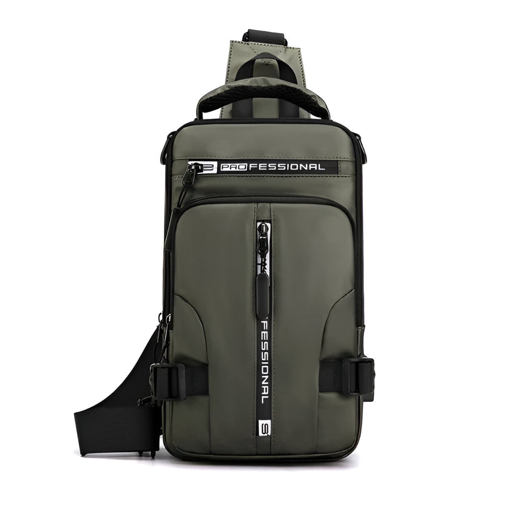 Durable polyester men's anti-theft crossbody bag, ideal for secure urban travel and carrying essentials.