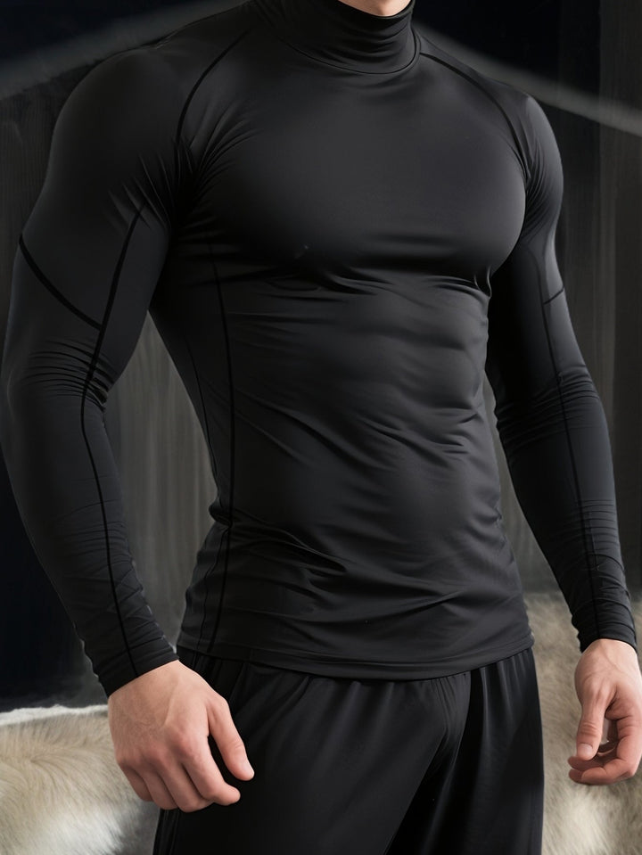 Men's CoreFlex thermal long sleeve shirt, polyester knit base layer for warmth & fitted comfort in winter wear.