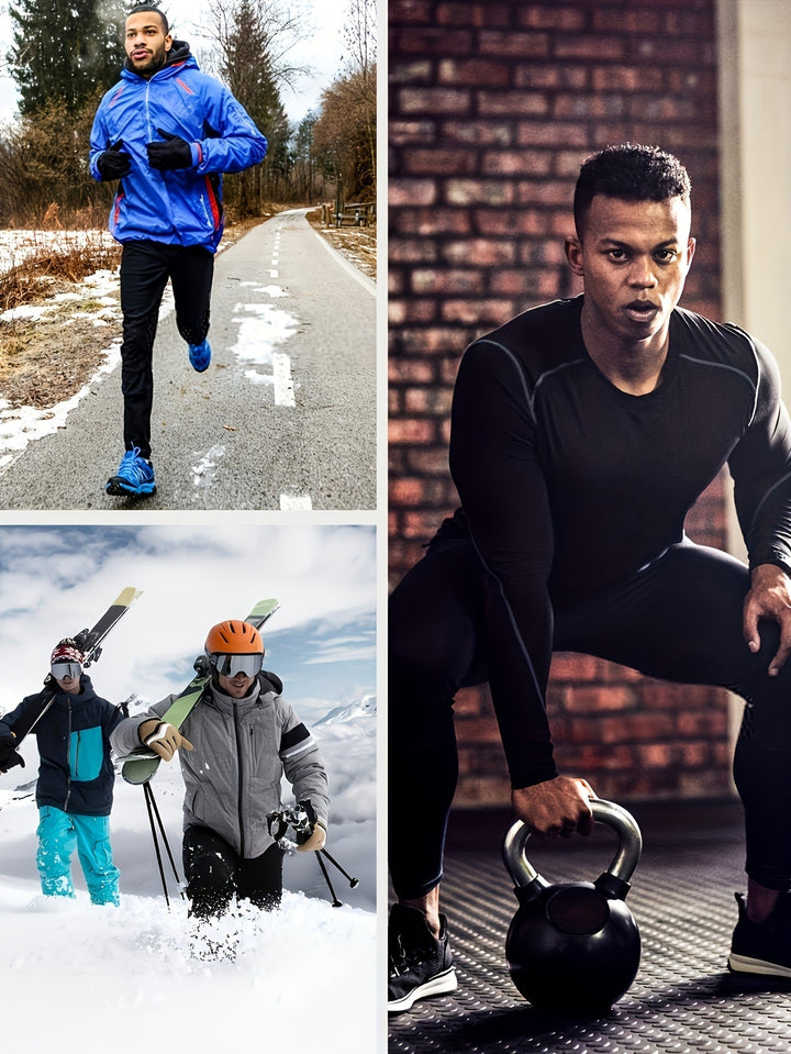 Warm men's thermal long sleeve shirt, CoreFlex base layer designed for comfort & warmth under winter clothing.