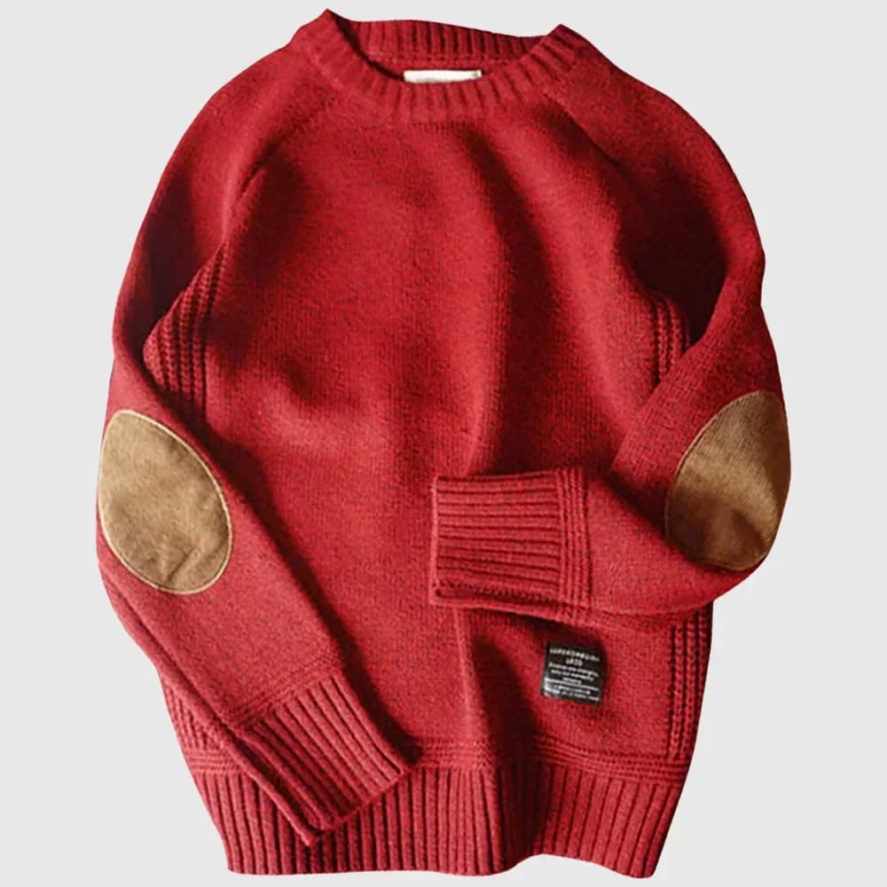 Warm men's knitwear, alpine style sweater for cold weather. Comfortable long sleeve pullover, essential winter fashion.