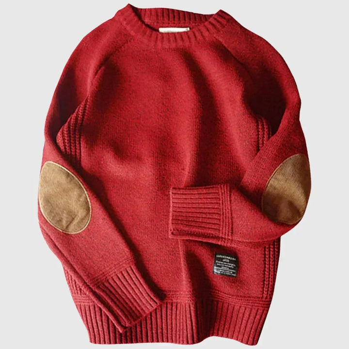 Warm men's knitwear, alpine style sweater for cold weather. Comfortable long sleeve pullover, essential winter fashion.