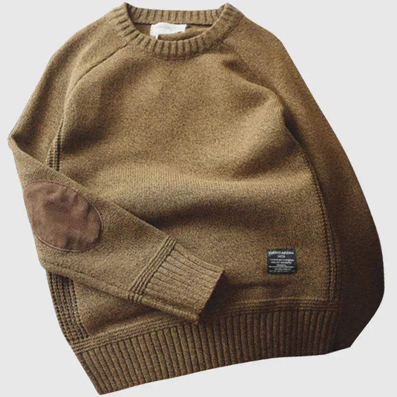 Comfortable men's winter sweater. Alpine style knitwear, providing cozy warmth. Long sleeve pullover for cold weather.
