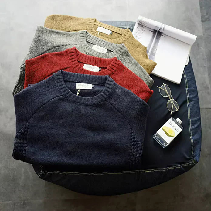 Men's pullover knit sweater with alpine design. Super cozy & warm, perfect long sleeve winter wear for comfortable style.
