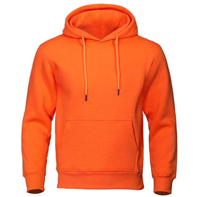 Men's relaxed-fit pullover hoodie, showcasing its soft fabric and versatile, comfortable appeal.