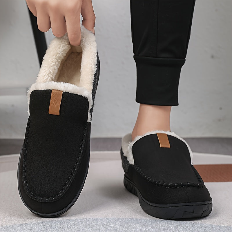 Coffee men's indoor shoes; cozy, warm & perfect for relaxation with non-slip sole.