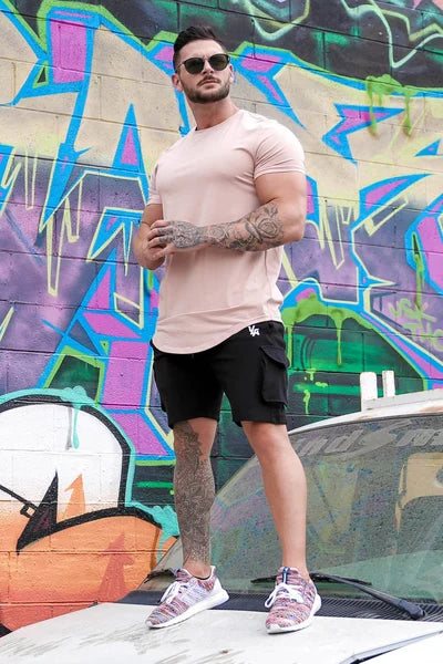 Stylish men's top with a deep cut and modern athletic fit.