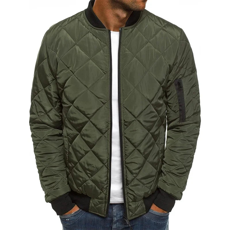 Men's diamond pattern casual jacket, stylish and comfortable, perfect for autumn & winter fashion.